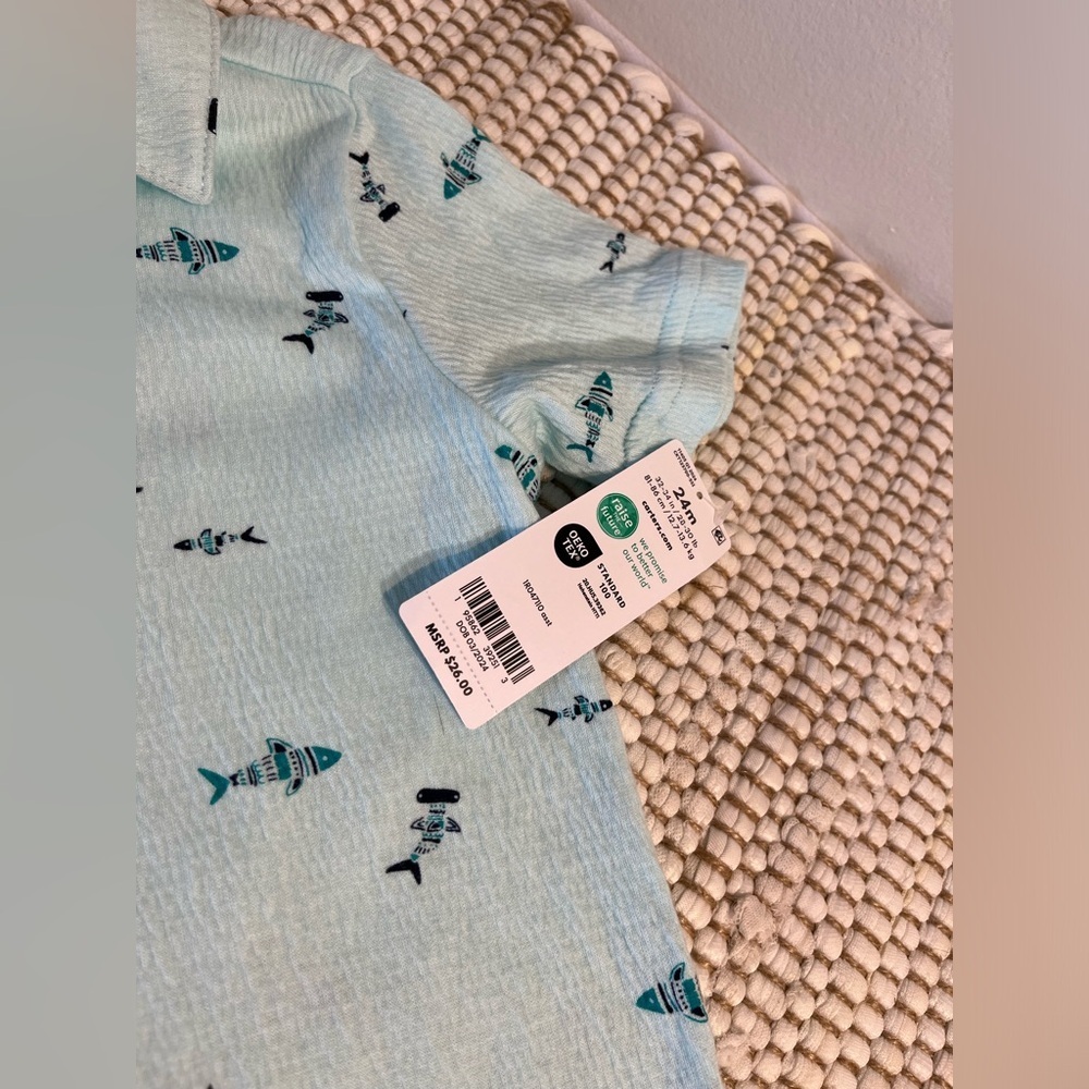 Carters Toddler Fish Button-Front Shirt - Picture 2 of 2